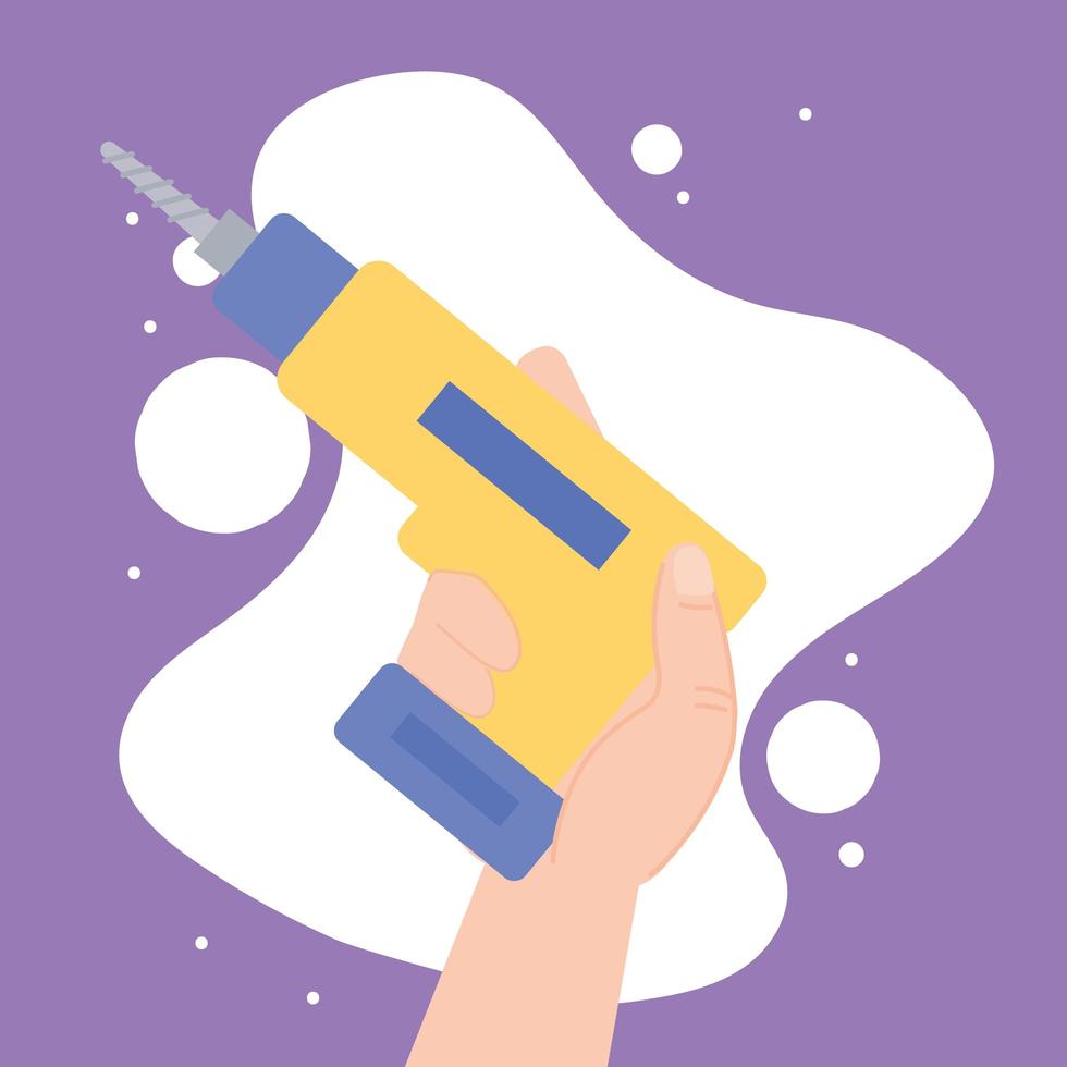 hand with drill tool vector