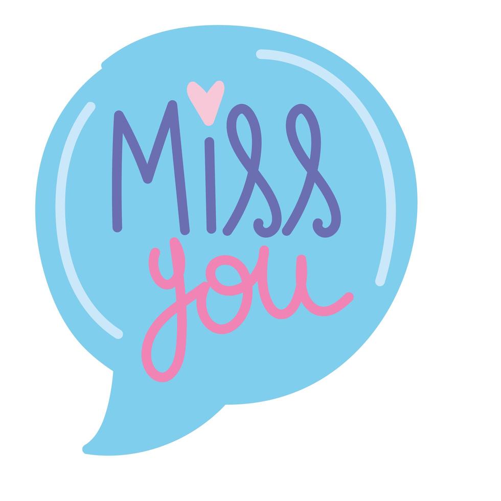 miss you speech bubble message design icon vector