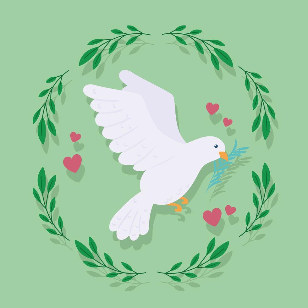 paloma de la paz con rama vector