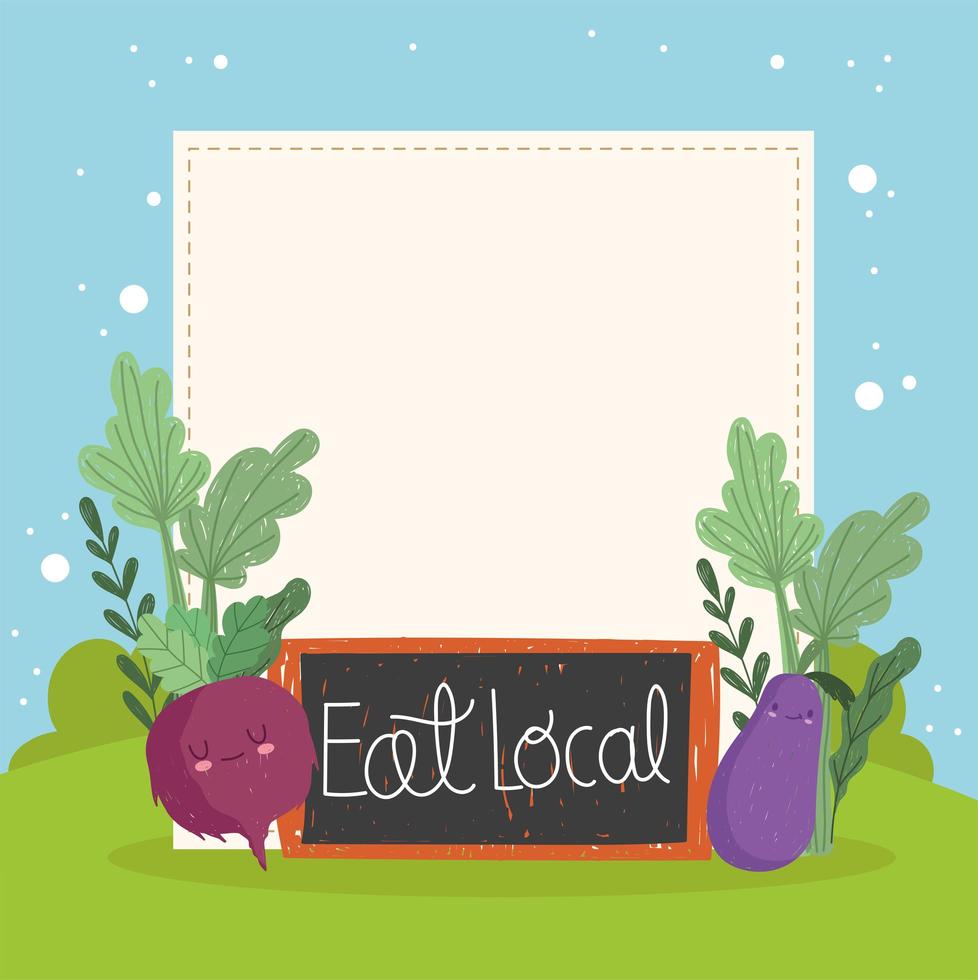 eat local cute vegetable vector