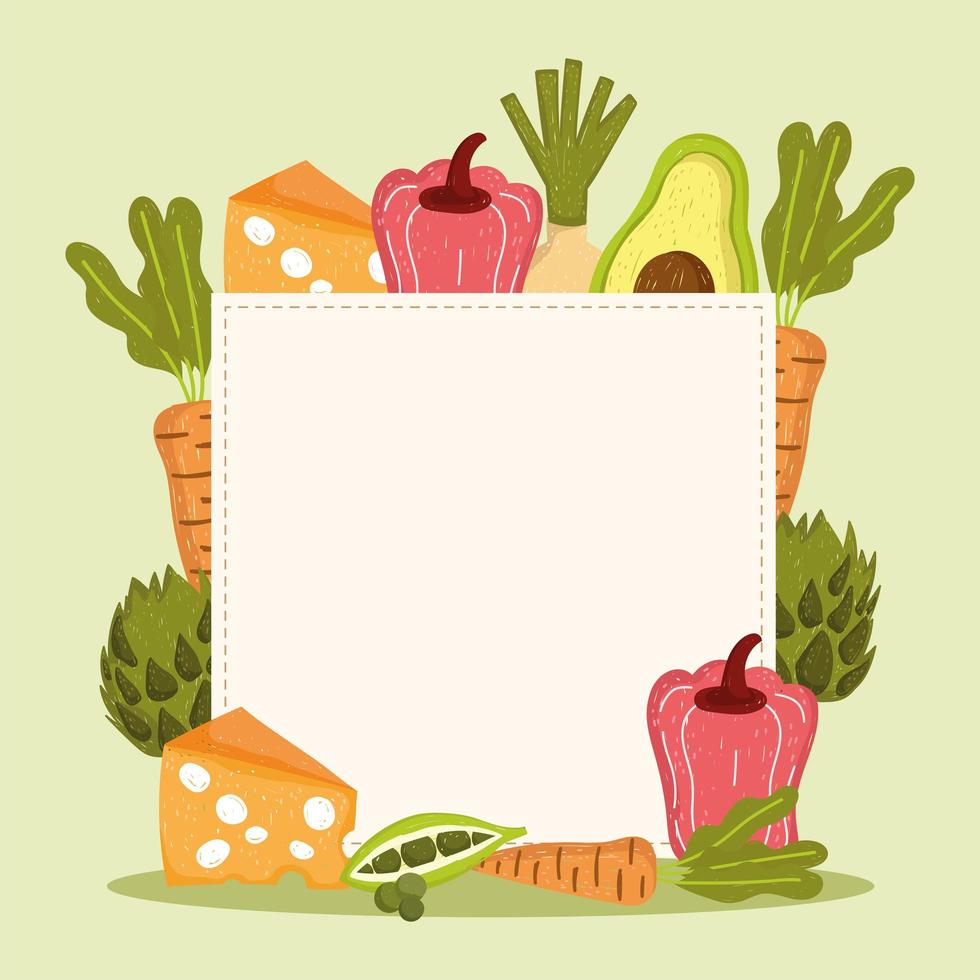vegetables and blank board vector