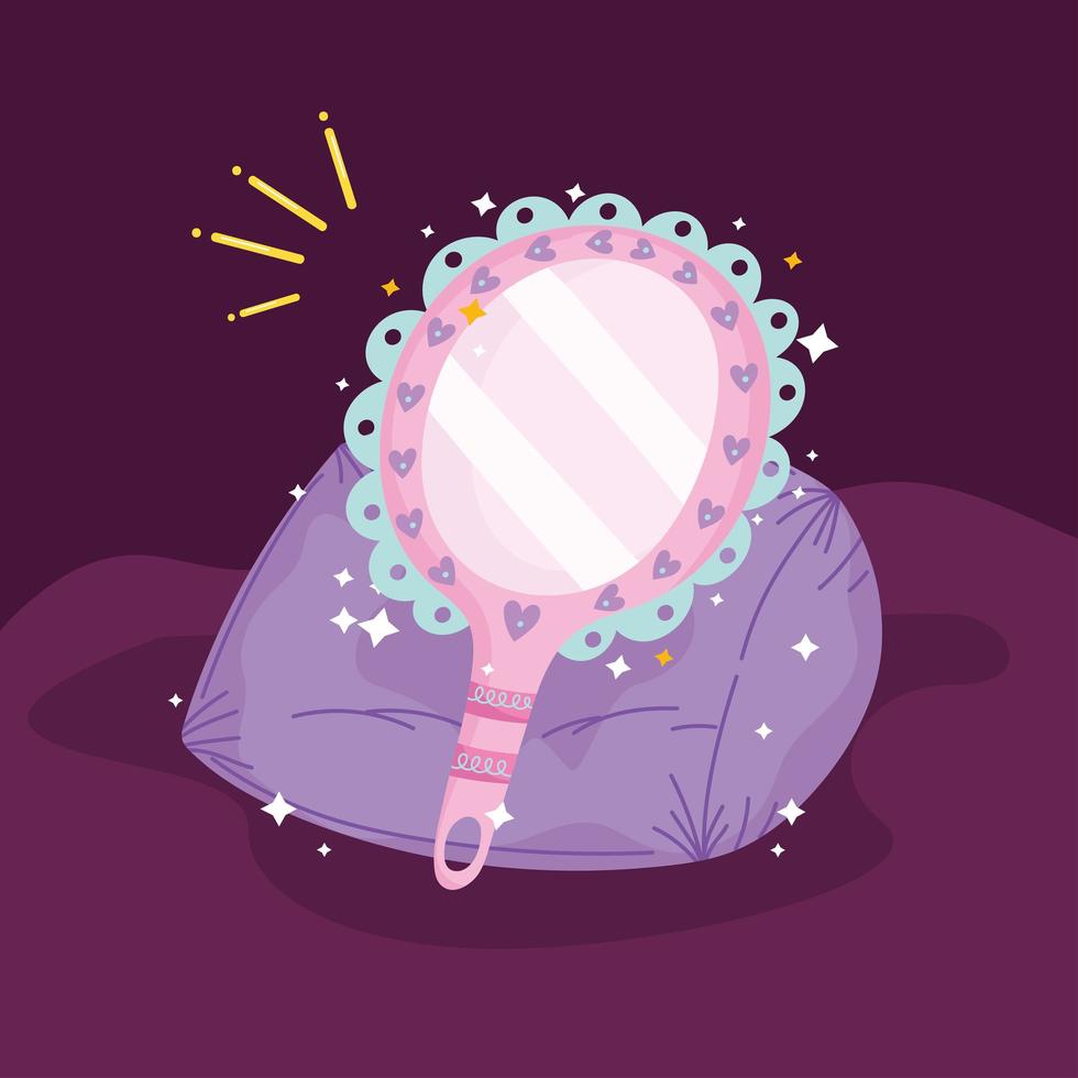princess tale cartoon magic mirror on cushion decoration vector