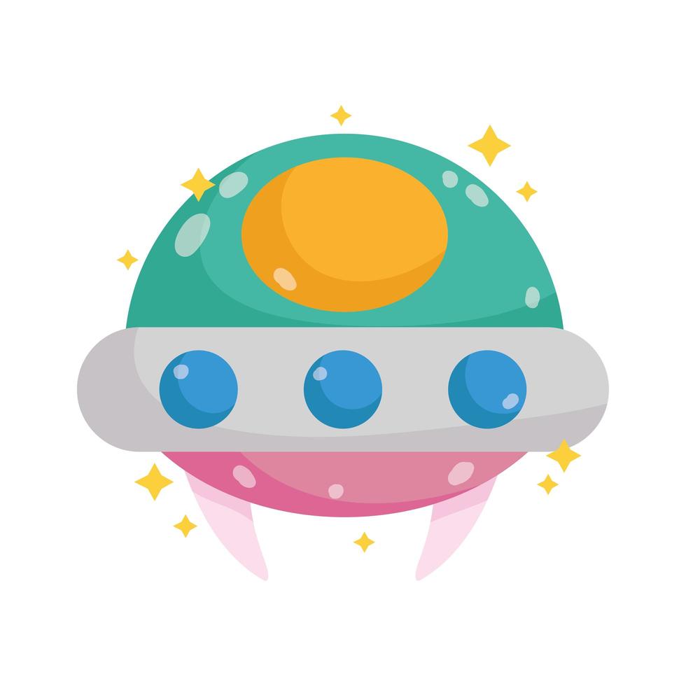 space ufo travel exploration adventure cartoon flat style vector