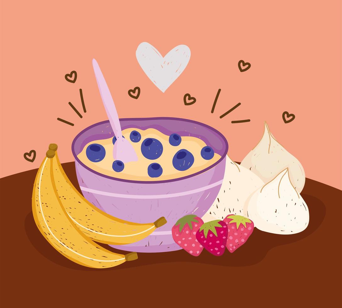 healthy bowl with cereal vector