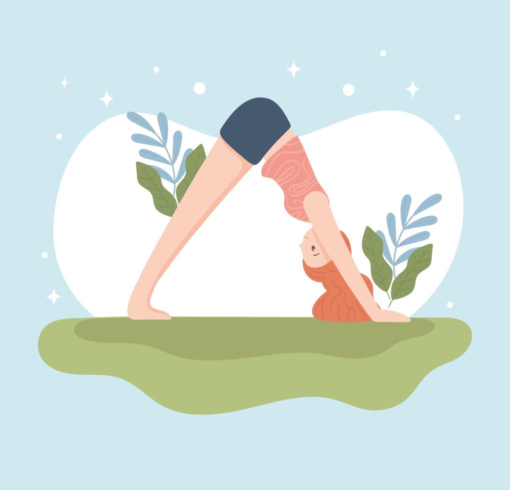 girl yoga stretching vector