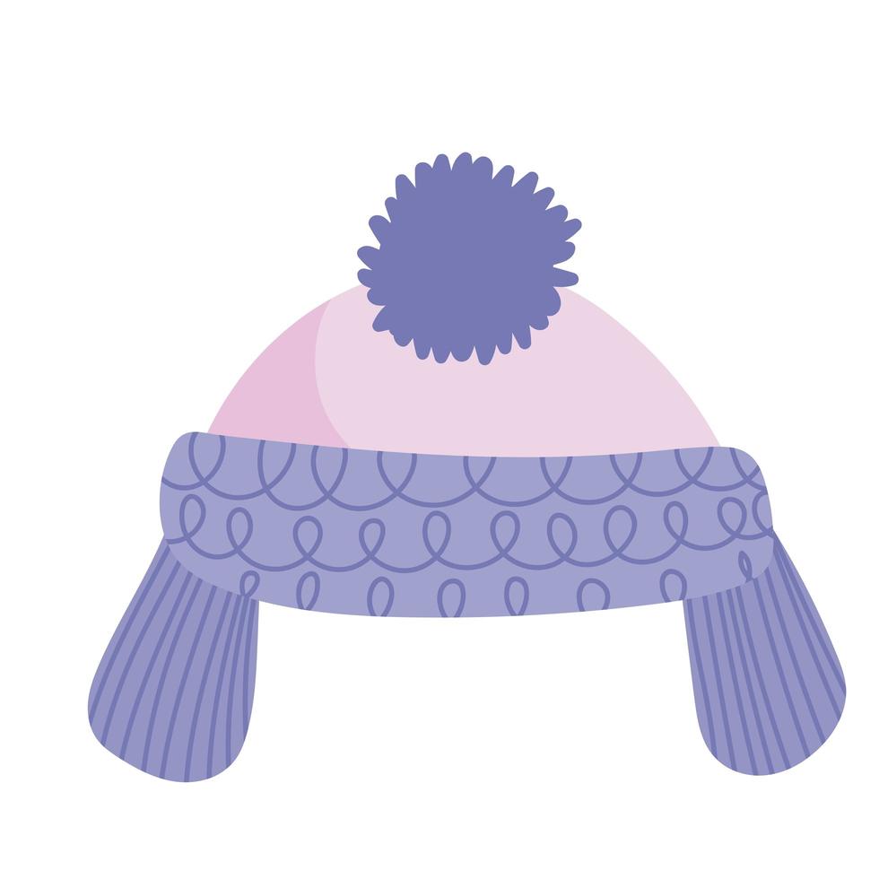 sombrero de invierno cálido accesorio temporada icono aislamiento vector