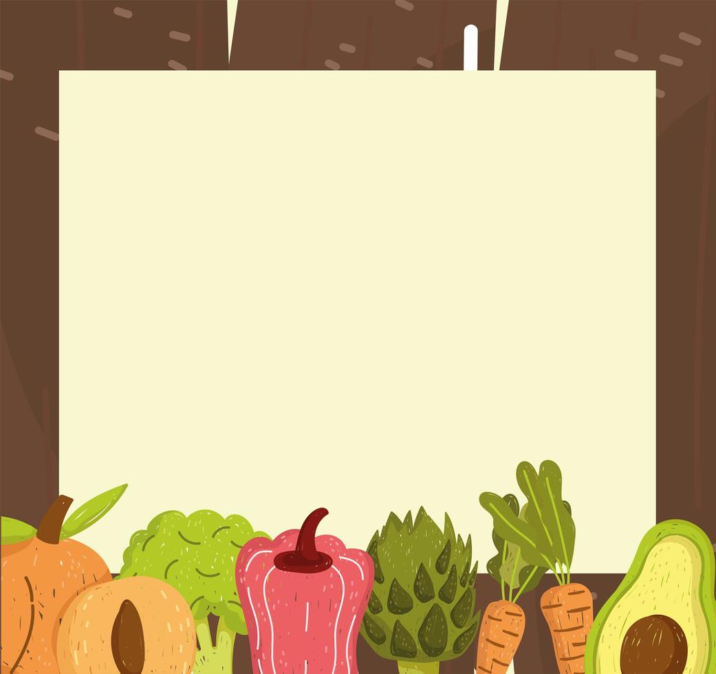 blank banner with vegetables vector