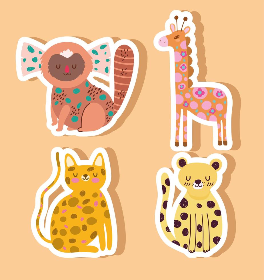 jungle animals cartoon vector