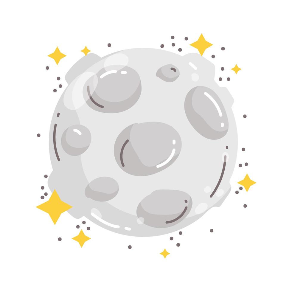 space moon stars comets cosmos galaxy cartoon flat style vector