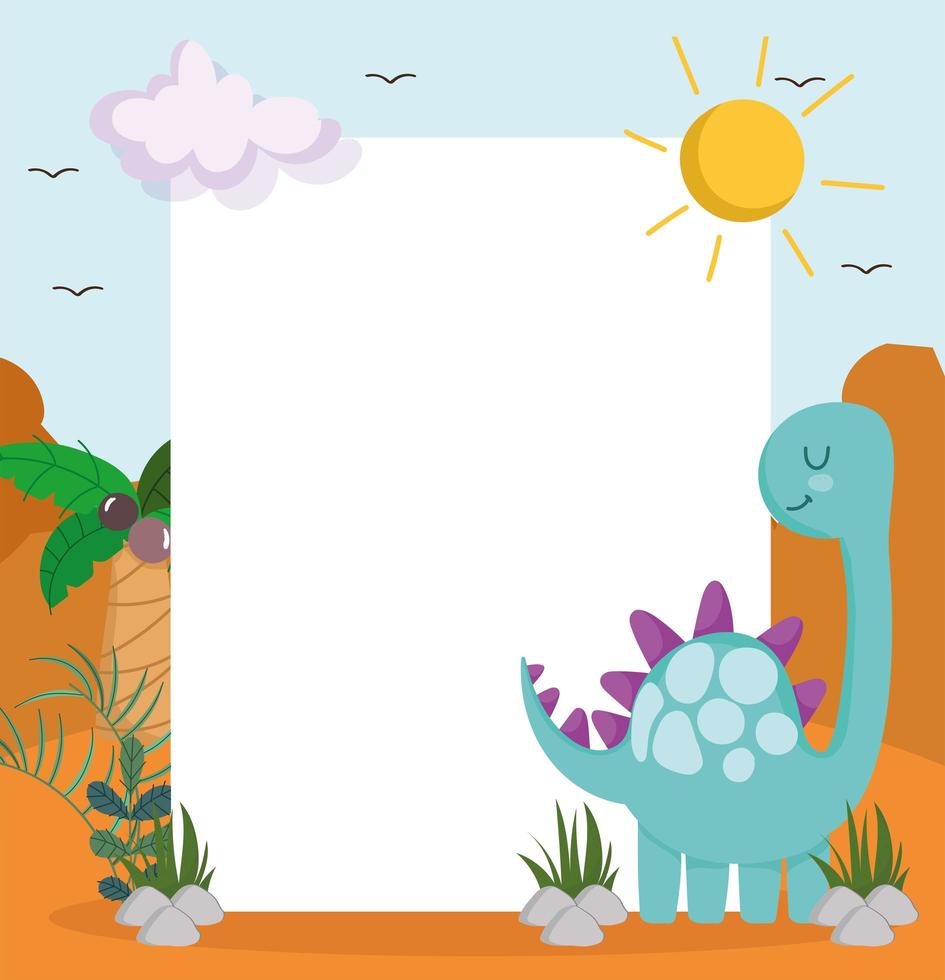 cute dinosaur and banner vector
