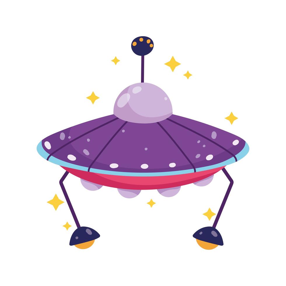 space ufo travel exploration adventure cartoon flat style vector