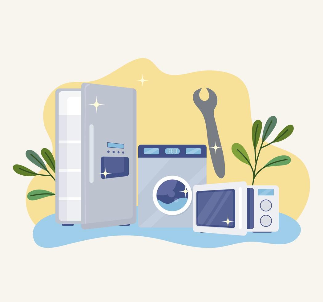 wrench tool and appliances vector