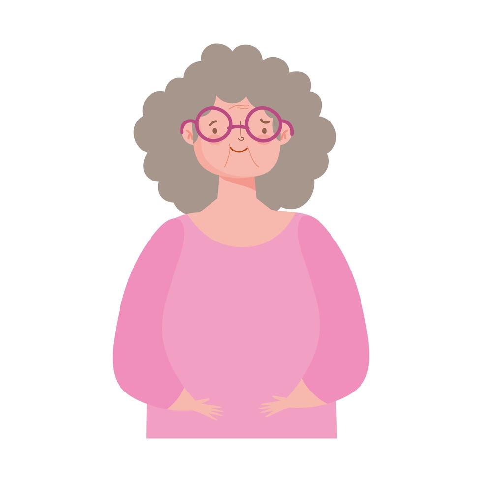 abuela de dibujos animados de retrato vector