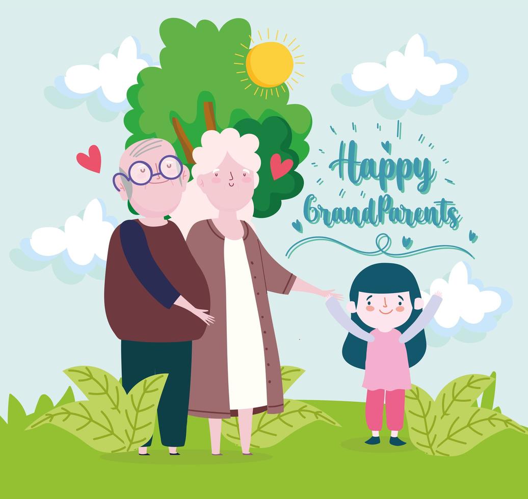 celebrating happy grandparents vector