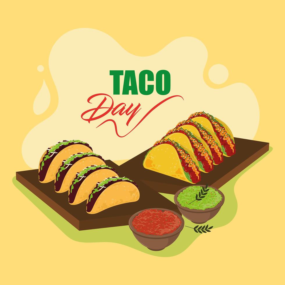mexican food taco day vector