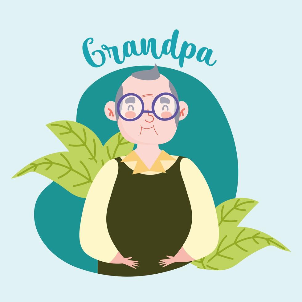 grandpa with leaves vector