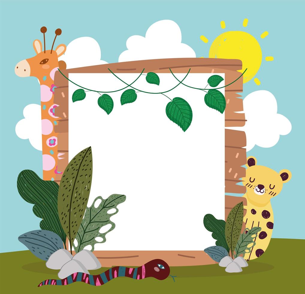 jungle animals and board vector