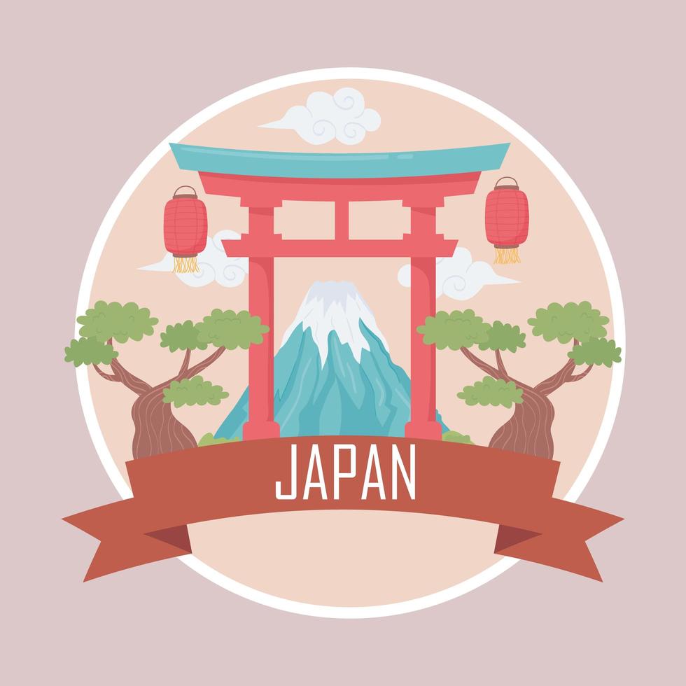 japón torii y monte vector