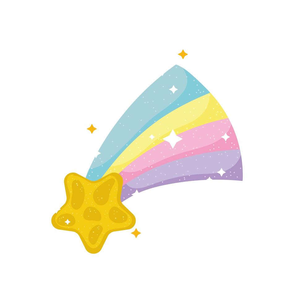 princesa cuento estrella fugaz arco iris magia dibujos animados diseño aislado vector