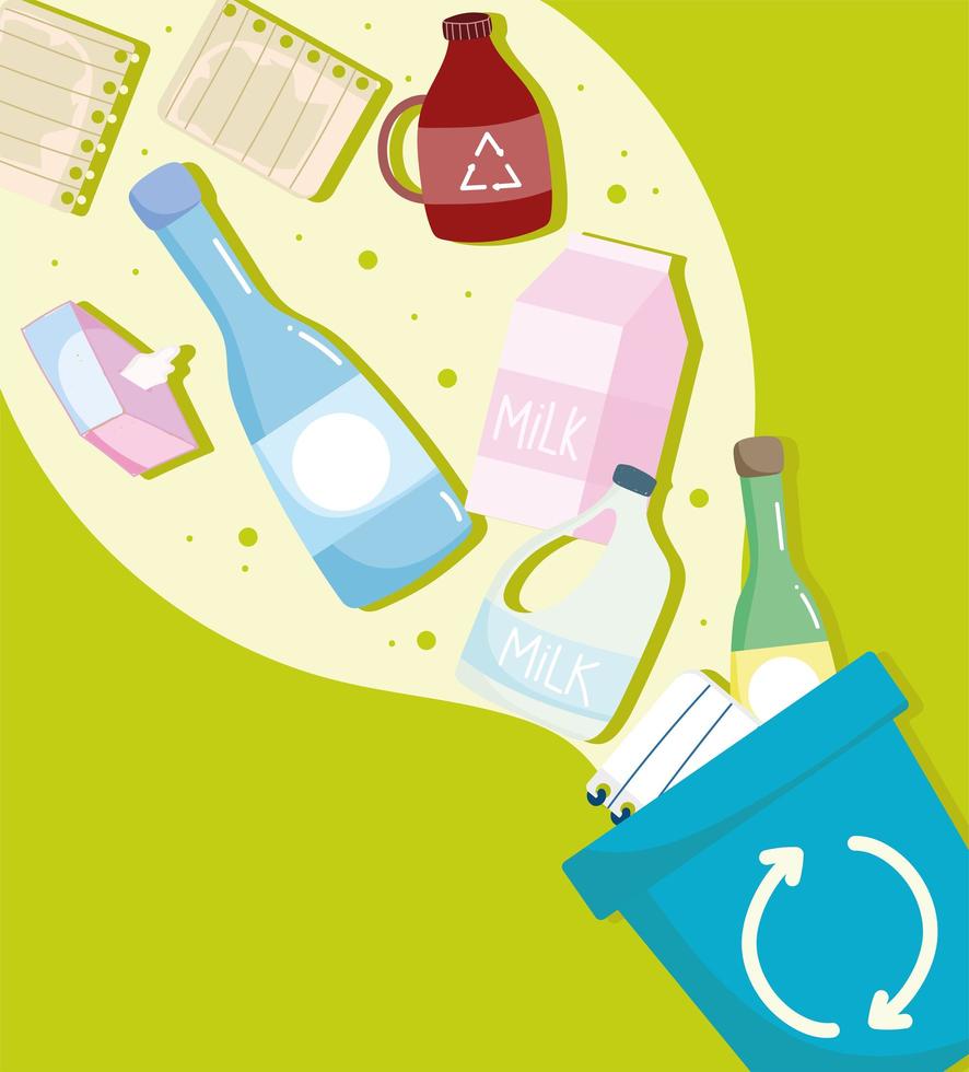 recycled trash paper plastic vector