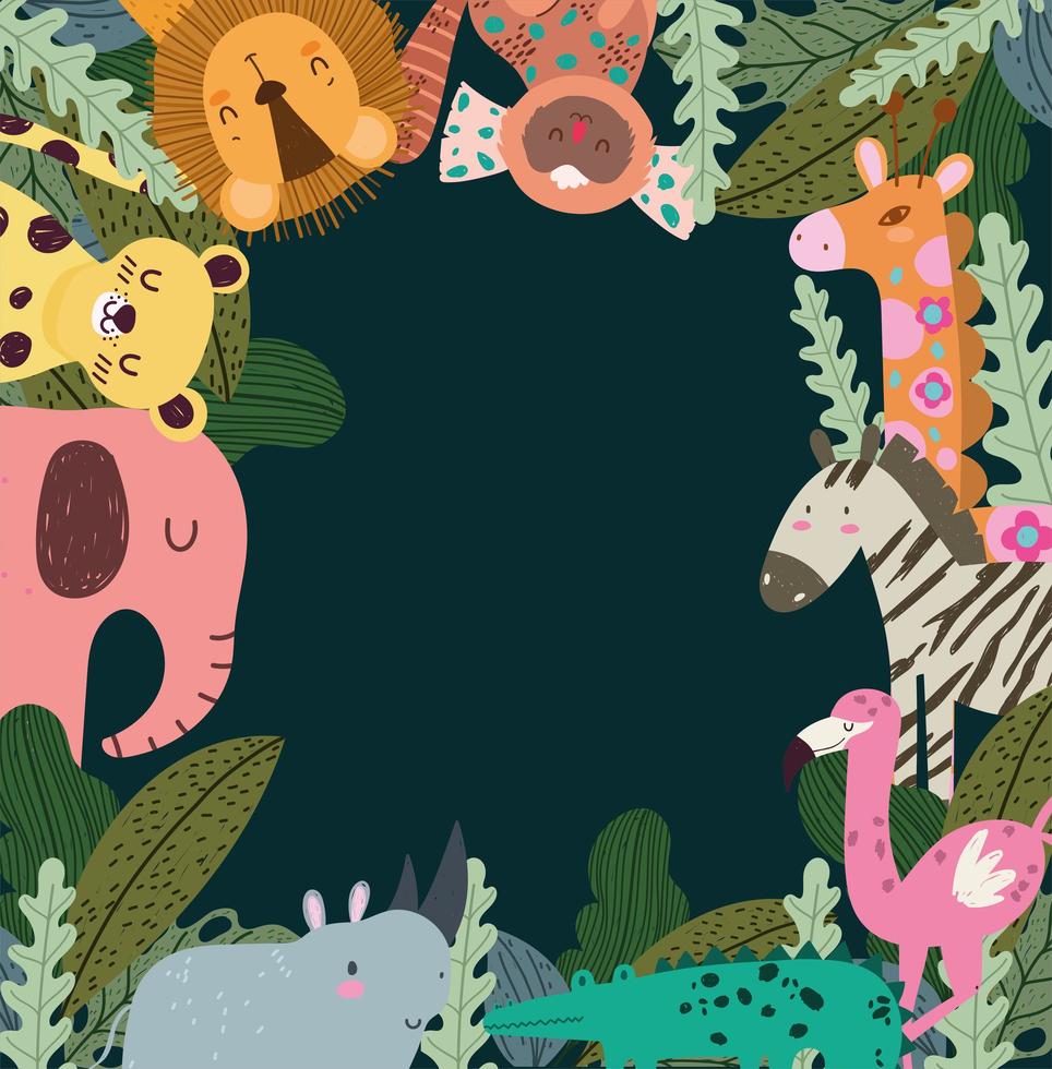 animals in jungle habitat vector