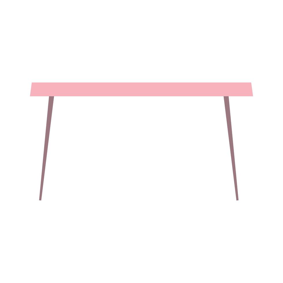 muebles de mesa rosa dibujos animados estilo plano aislado vector