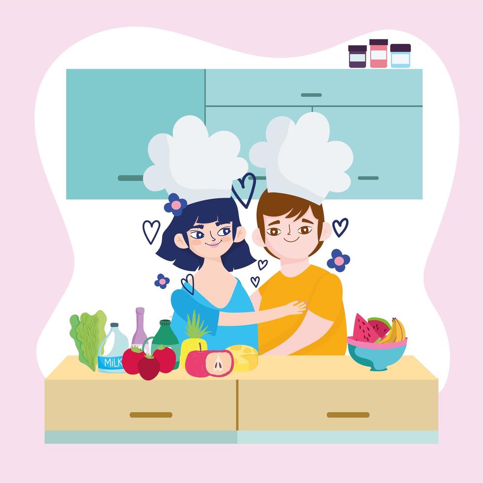 chef couple cartoon vector