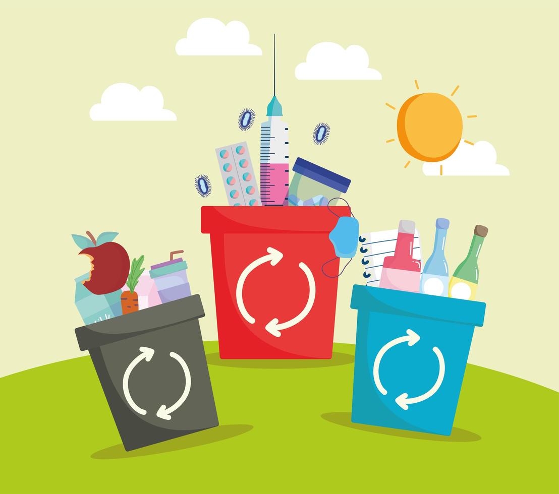 garbage separated incontainers vector