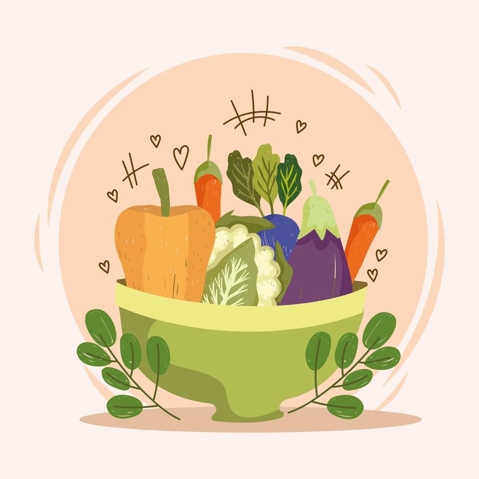 fresh vegetable in bowl vector