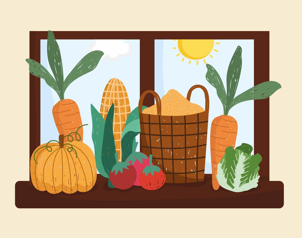 organic food in window vector