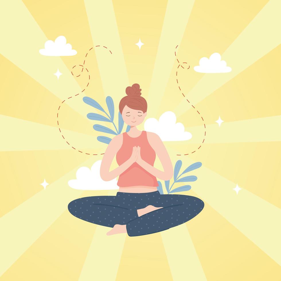 woman meditation pose vector