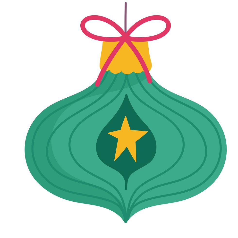 Feliz navidad bola con decoración de adorno de estrella celebración diseño de icono vector