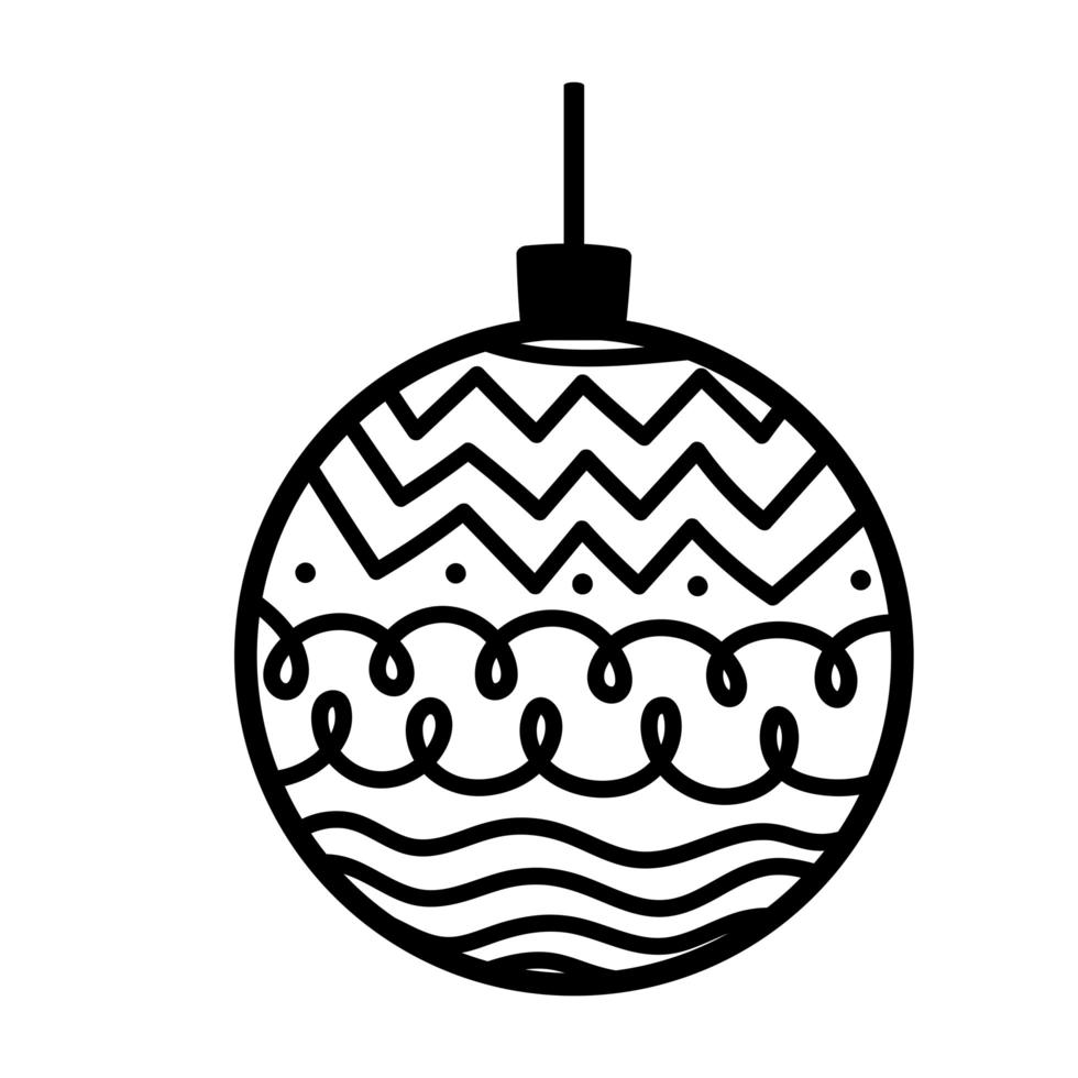 bola de navidad adorno decoración línea icono estilo fondo blanco vector