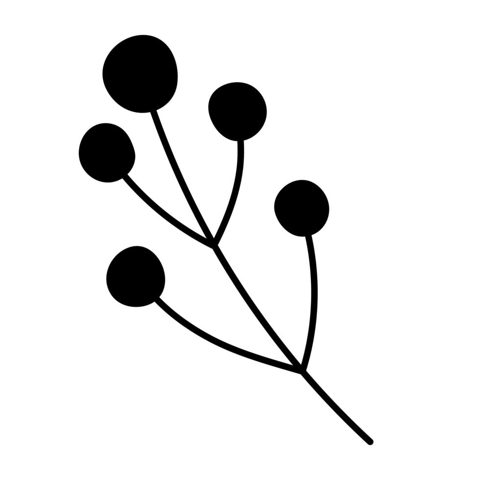 rama y bayas follaje ornamento natural icono estilo de línea vector