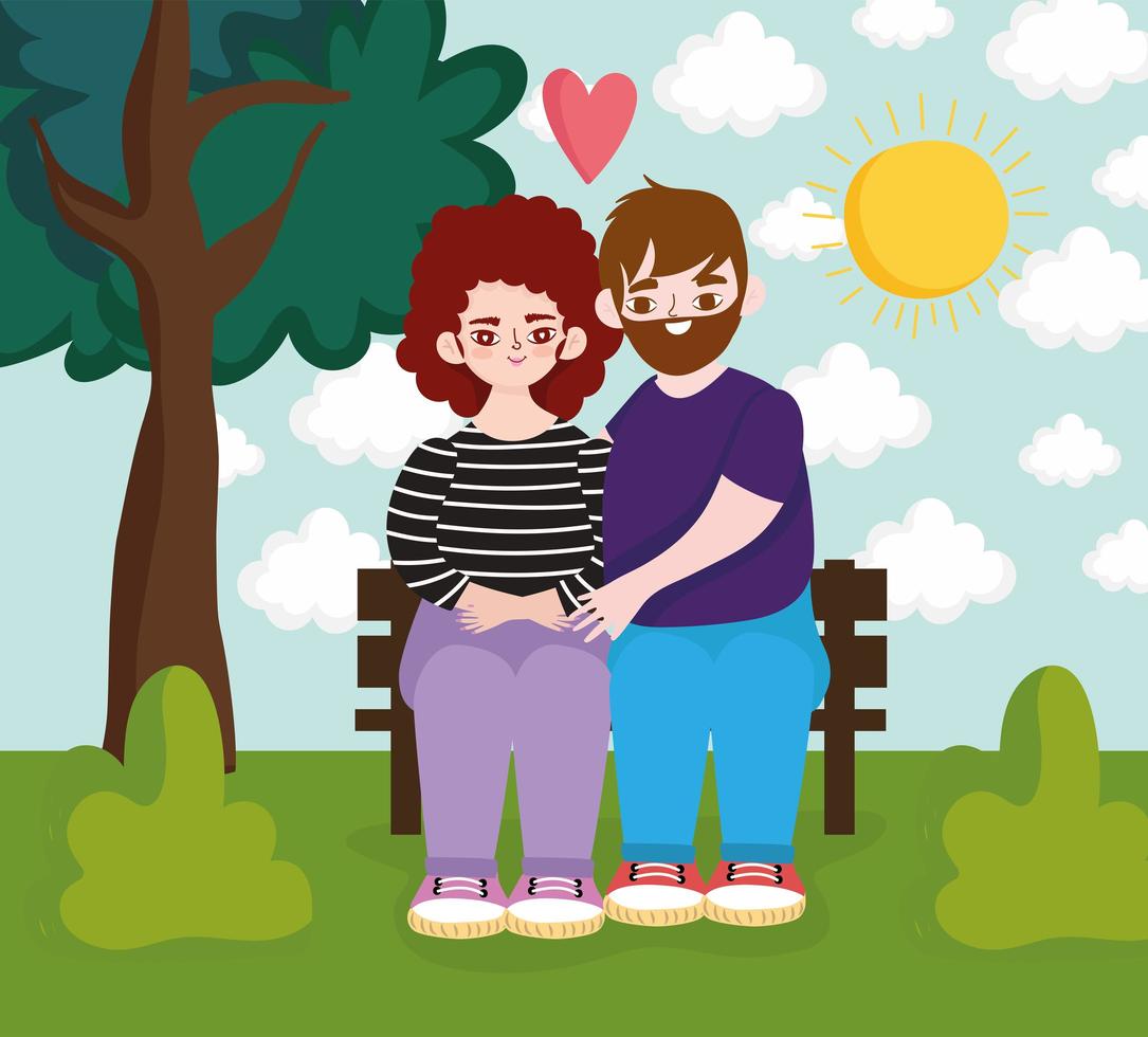 linda pareja de amor al aire libre vector