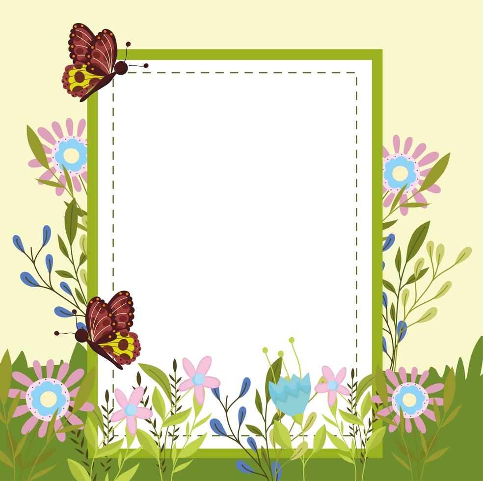 mariposas flores y banner vector