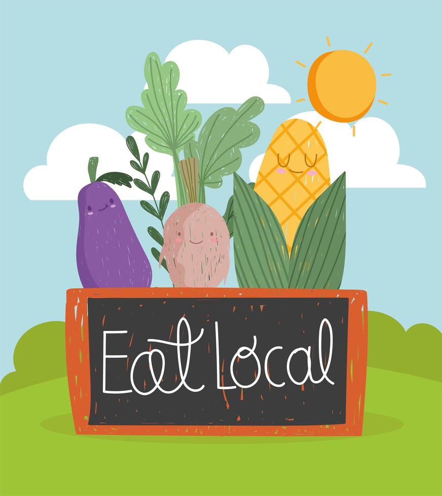 eat local vegetables cute vector