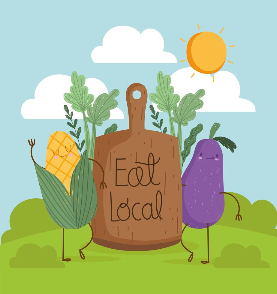 eat local cartoon vector