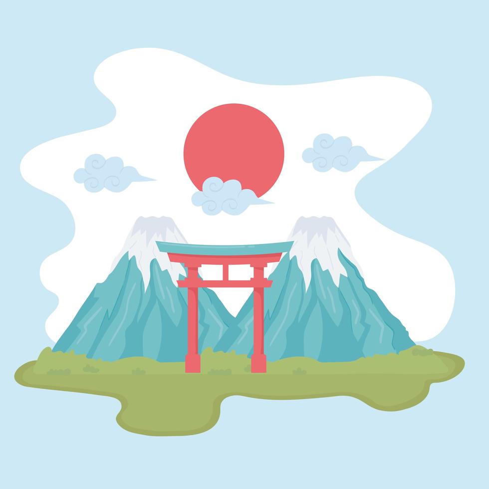 japan mount and gate vector