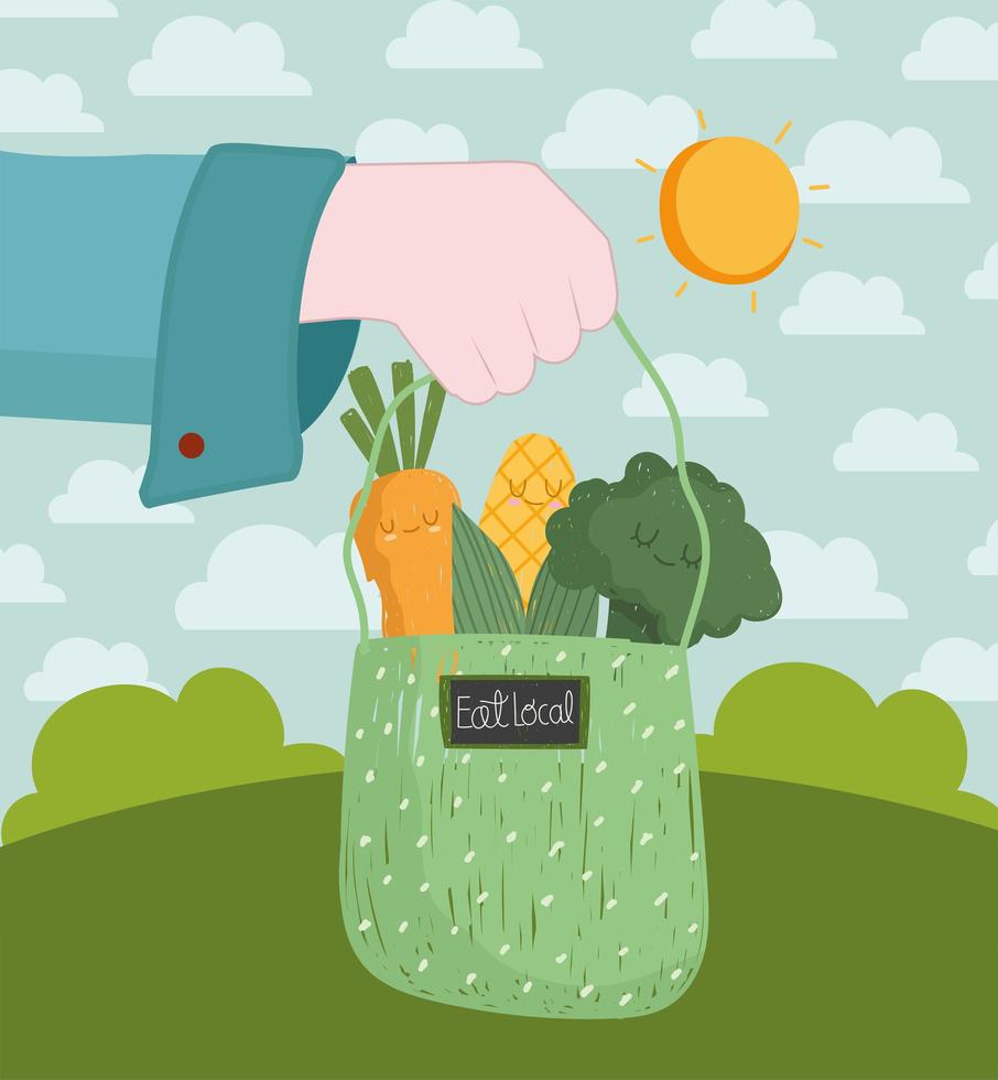 eat local fresh vegetables vector