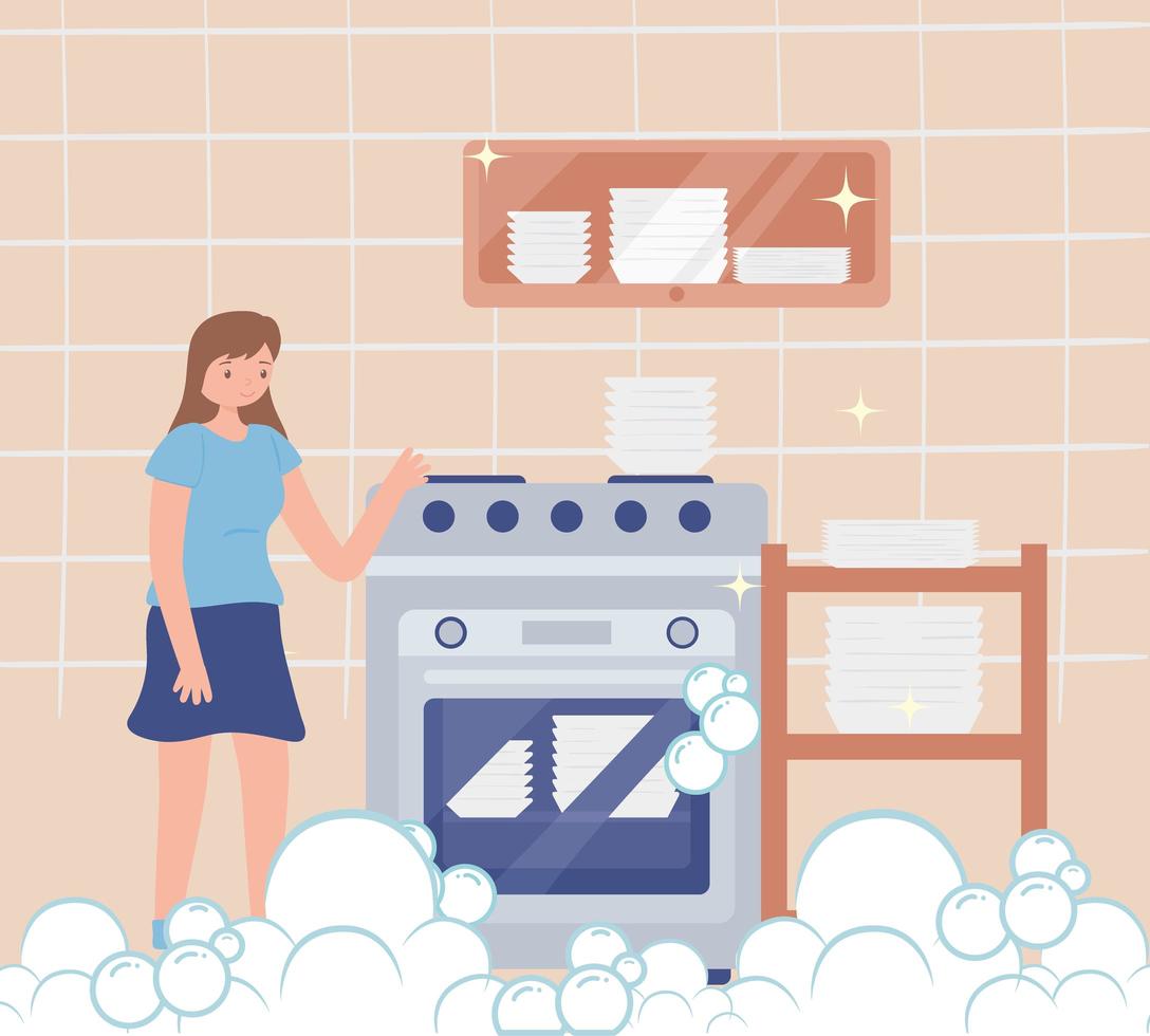 woman with home appliance vector