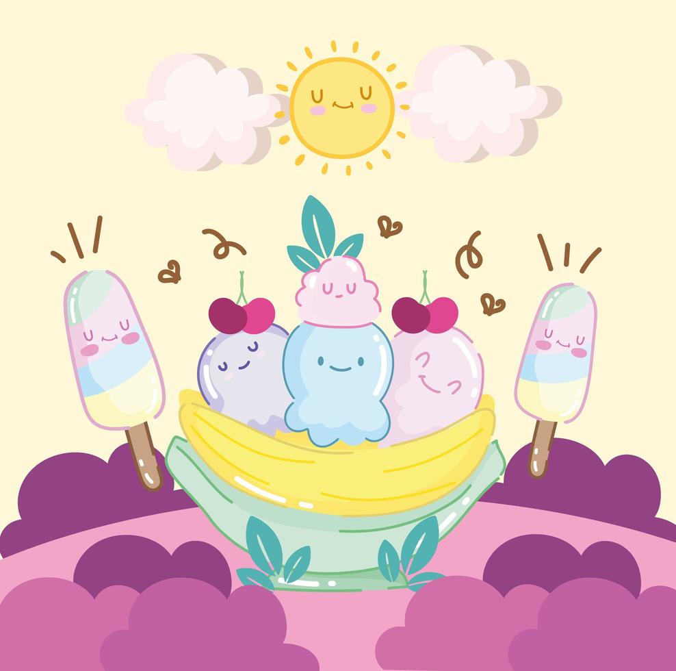 cute banana split vector