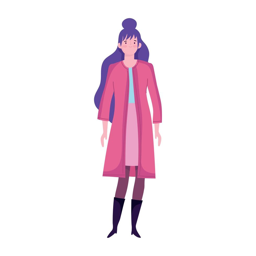 business woman character with pink jacket flat isolated design vector