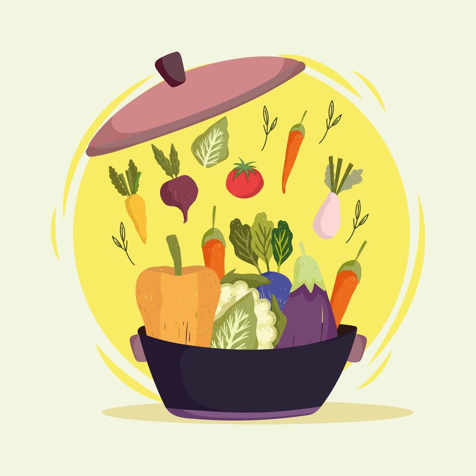 vegetables fresh in pot vector