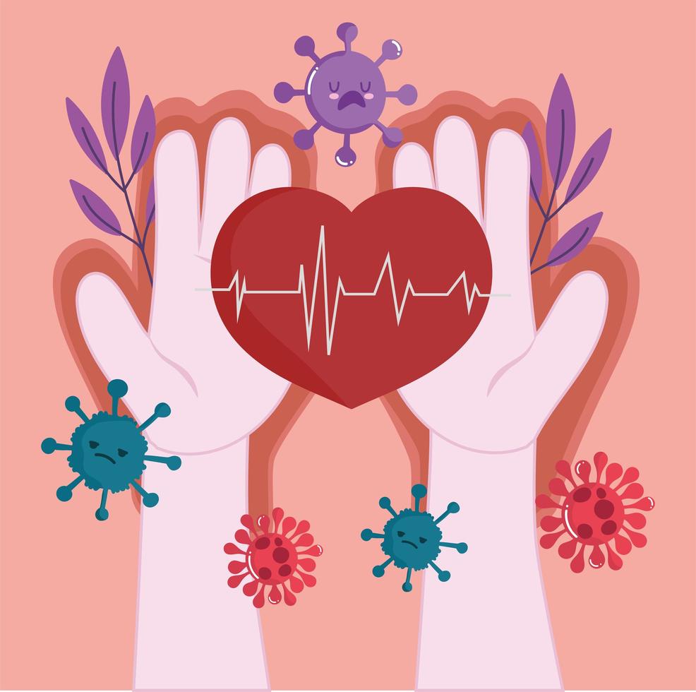 hands with covid 19 vector