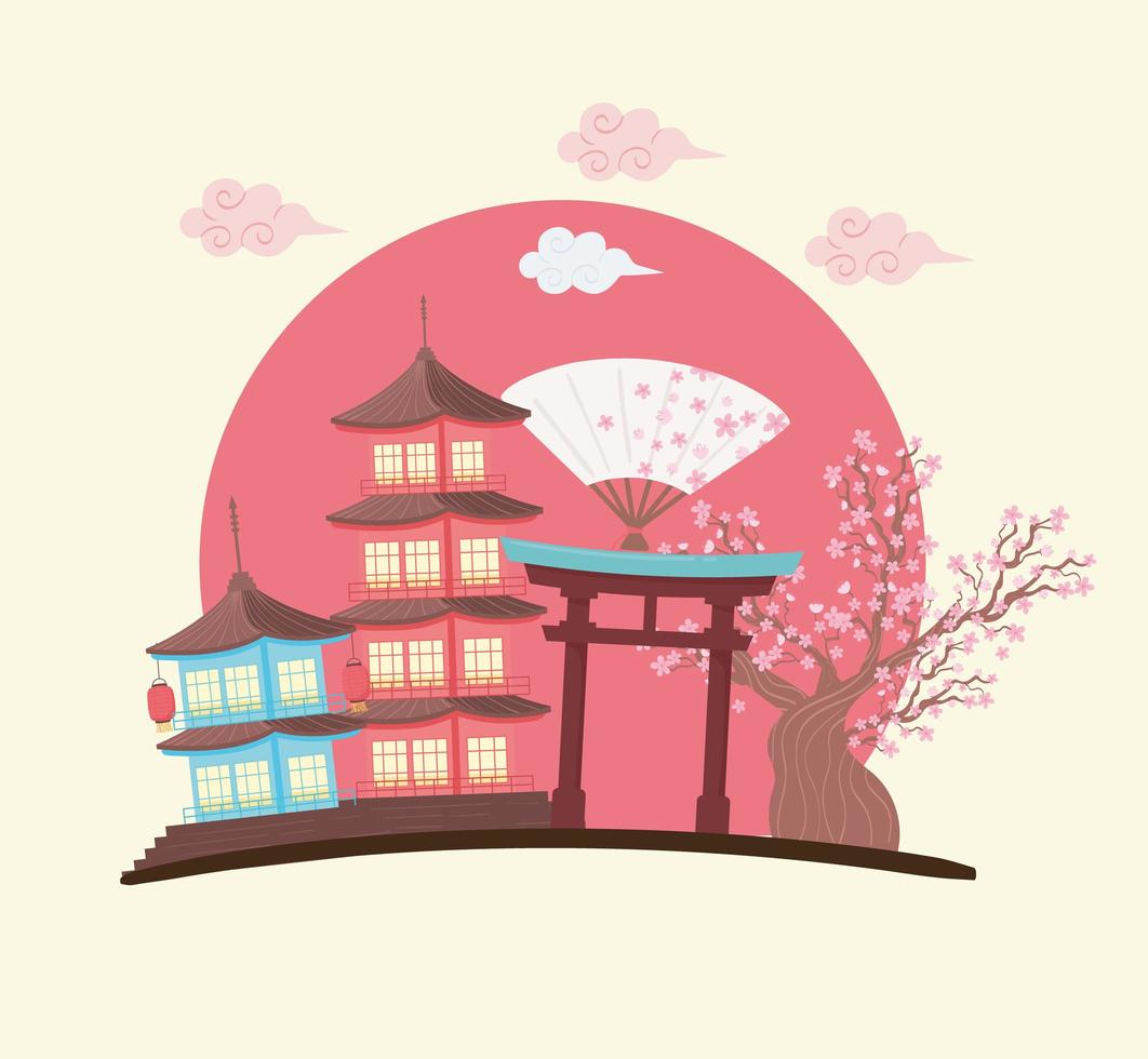 escena de la cultura japonesa vector