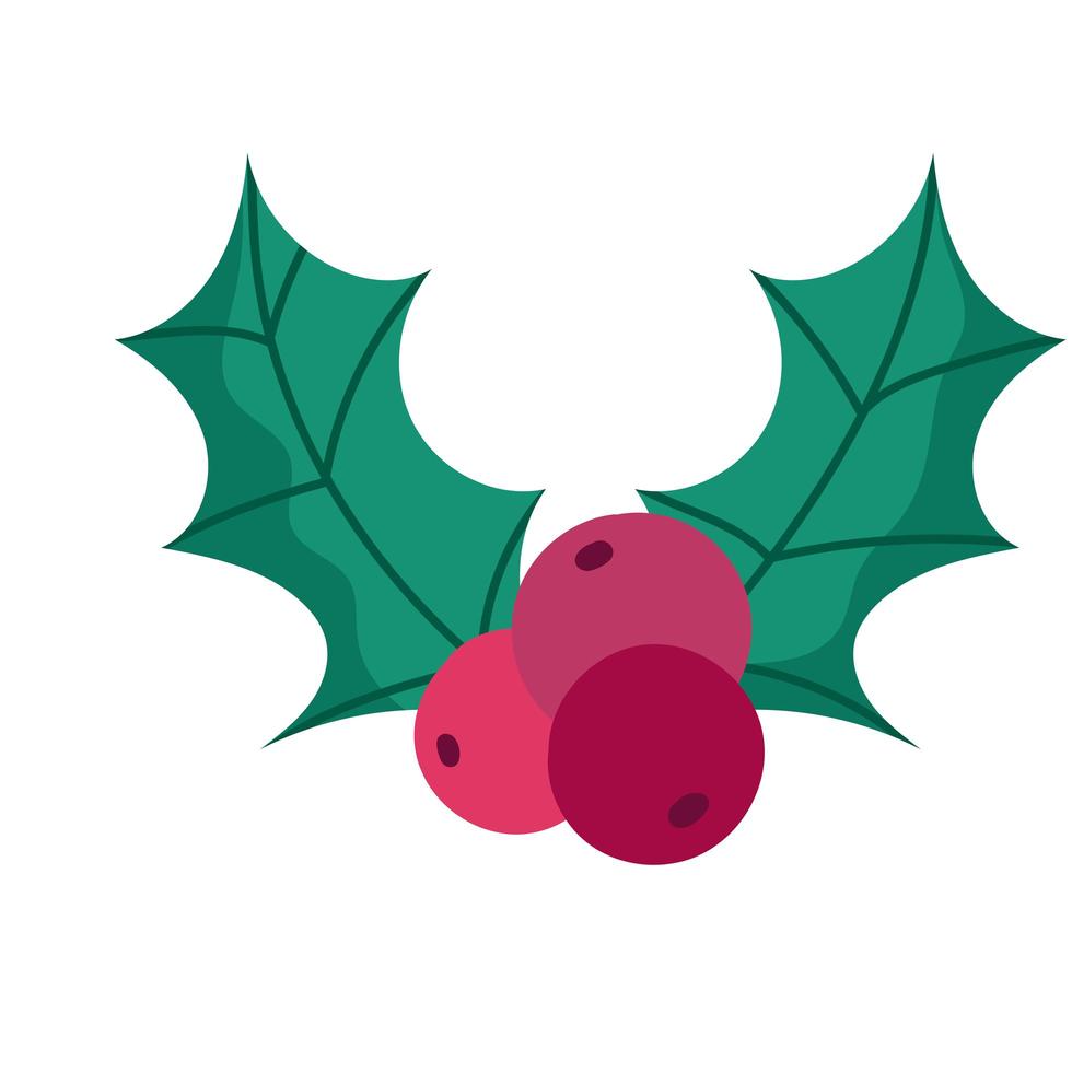 feliz navidad acebo baya decoración celebración icono diseño vector