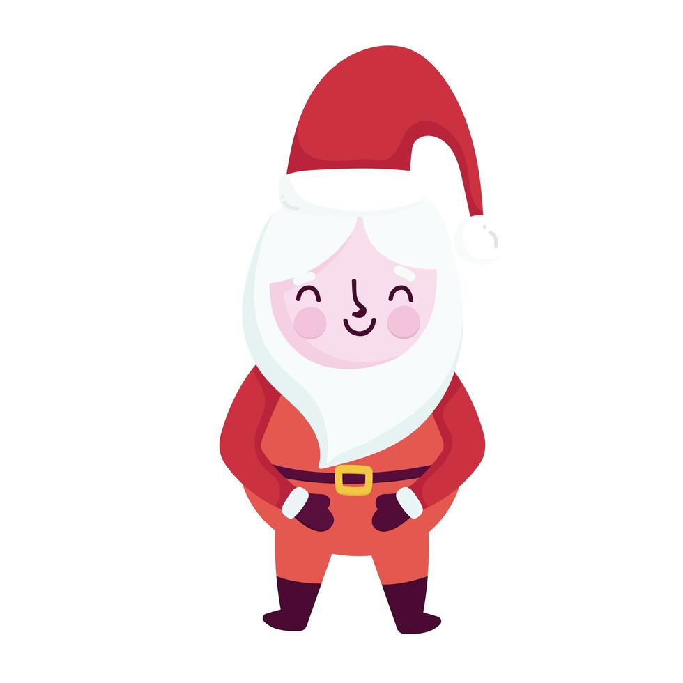 feliz navidad santa claus personaje icono de dibujos animados vector