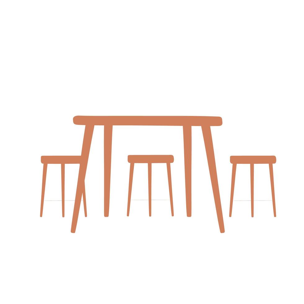 mesa y sillas de madera vector