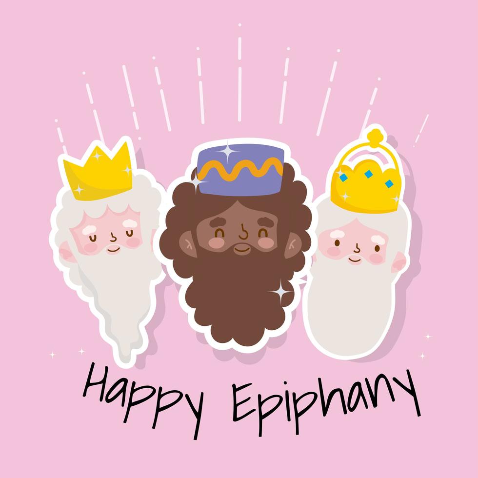 happy epiphany christian festival, three wise kings vector